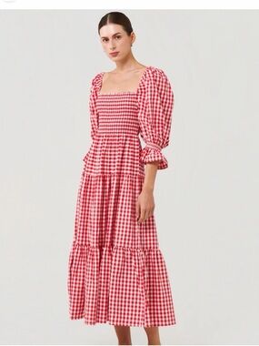 Source Unknown Red and White Gingham Maxi Dress